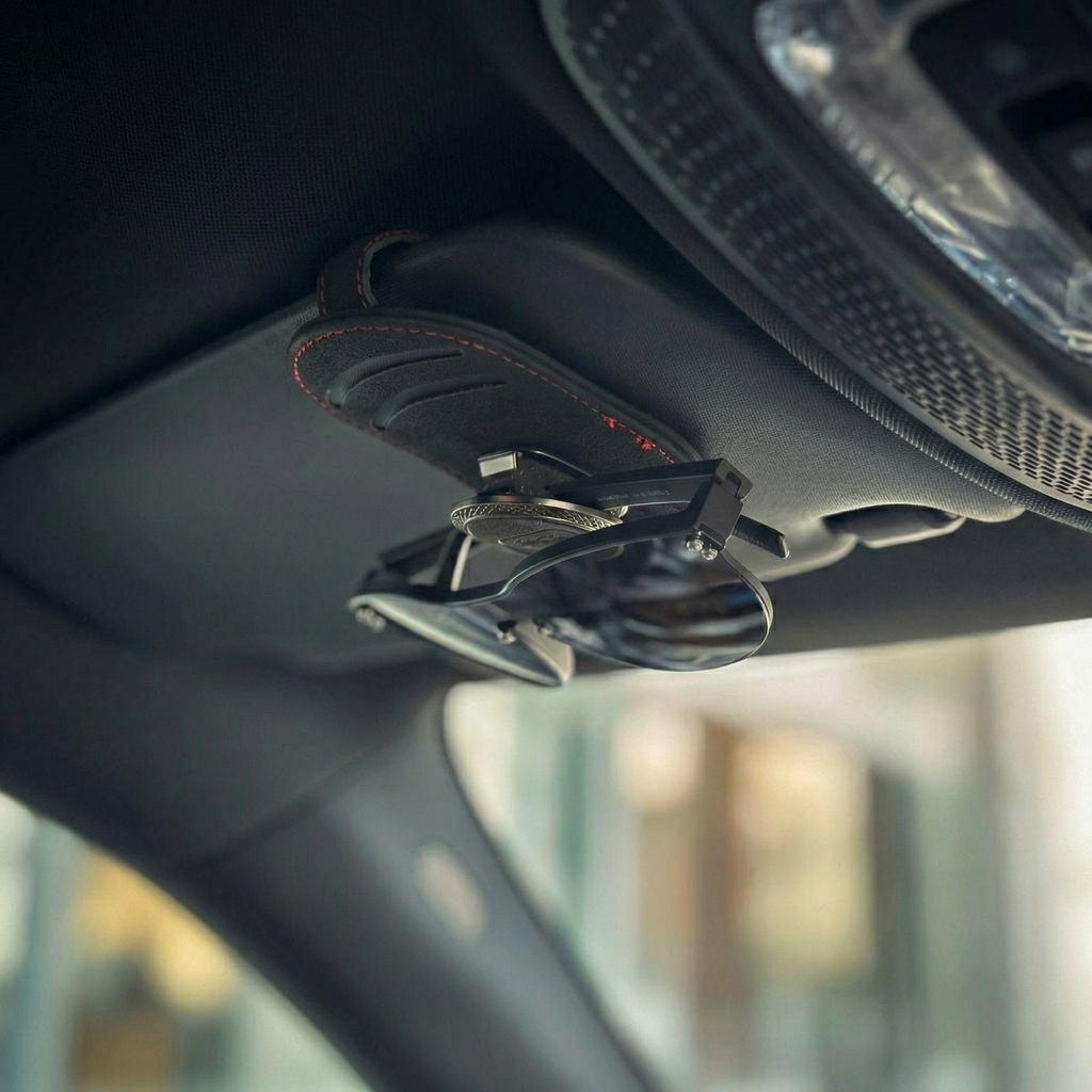 Suport ochelari auto + Card Holder cu 2 sloturi